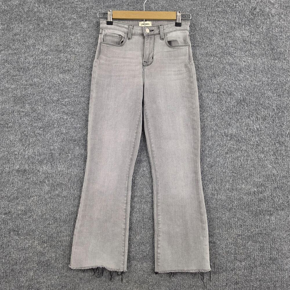 L Agence Jeans 24 Kendra High Rise Cropped Flare Grey Denim Casual Chic Work - Picture 1 of 13